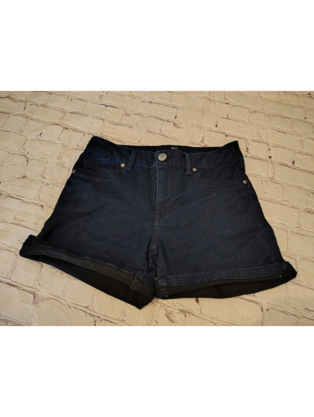1822 Denim Dark Navy Cuffed Denim Shorts Size 6